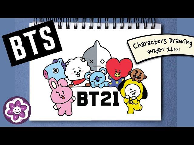 BTS BT21 Characters Drawing | BT21 캐릭터그리기 [HappyTime21 해피타임21]