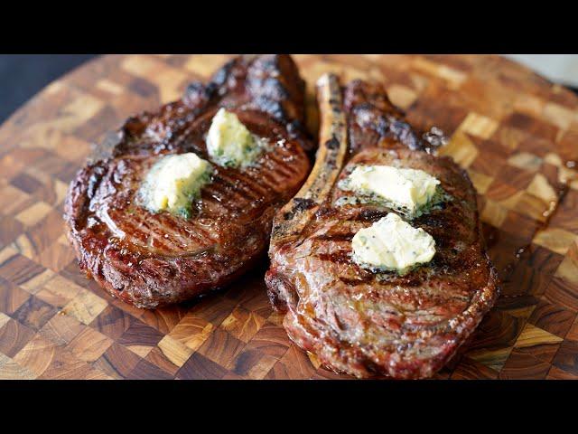 Reversed Seared Ribeyes | With Roasted Garlic Compound Butter #ribeye #butter #grilling