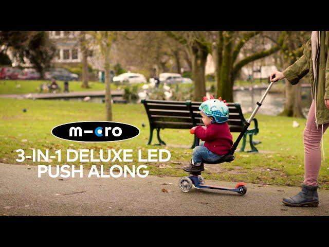 Micro Scooters 3in1 Deluxe Push Along LED Toddler Scooter