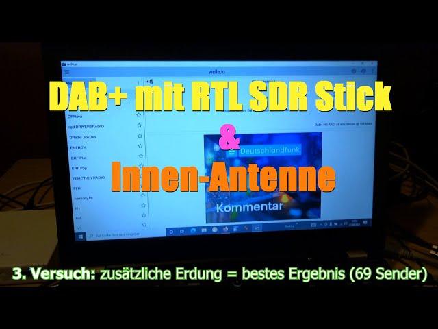 DAB+ mit RTL SDR und Innen-Antenne ... Indoor Antenna (69 Sender, stations)