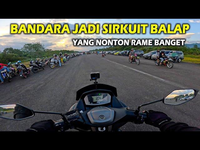 Bandara Dijadikan Tempat Bapalan Motor Yang Datang Nonton Banyak