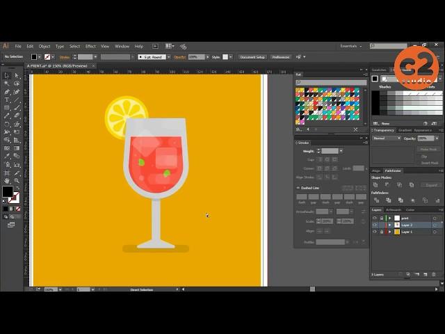 c2 studio - Flat Design Cocktail Timelapse Process Adobe Illustrator