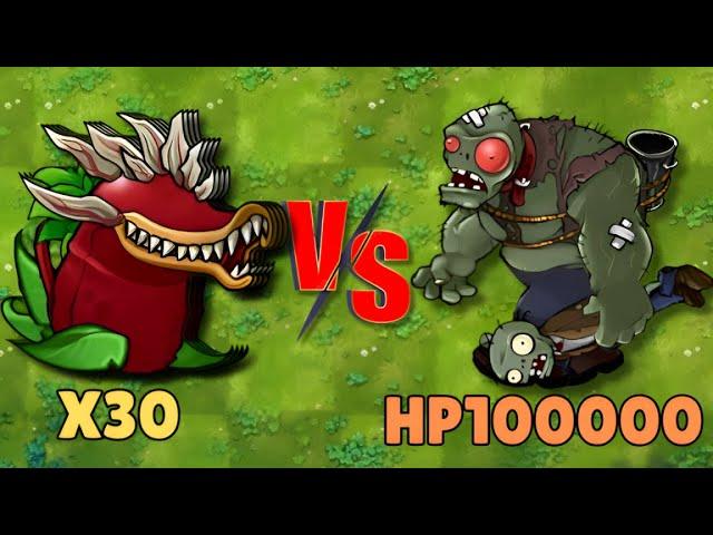 PVZ Fusion Challenge! - 30 Fusion Plants Vs Lord Gargantuar Zombie 100000HP + Extra, Who Will Win ?