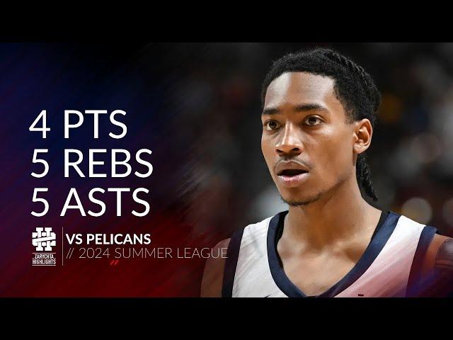 Rob Dillingham 4 pts 5 rebs 5 asts vs Pelicans 2024 Summer League