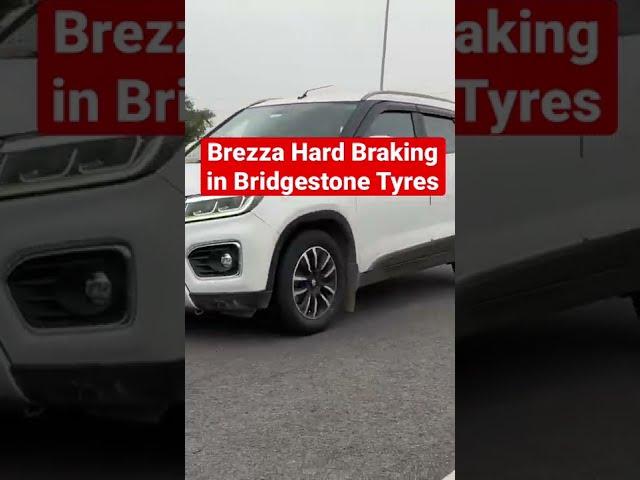 Bridgestone Tyres का कमाल  Brezza Braking at 90 kmph #shorts