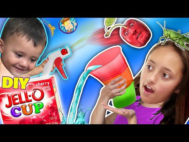 DIY JELLO CUPS! Edible Glasses Kids Recipe! + Cherry Pit Fruit Launcher! FUNnel Family Random Vlogs