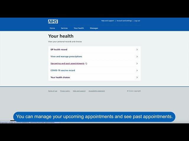 Your health page in the NHS account