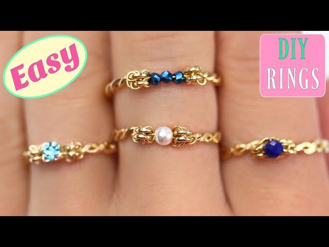 Dainty Rings With Beads and Crystals (wire wrapping rings) DIY Rings, Stacking Rings