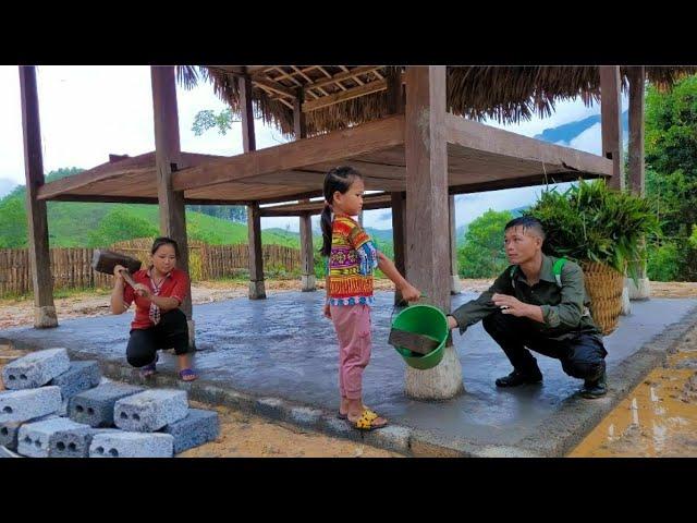 Building a house with cement, Working on a heavy rainy day / Life Living  Nature - Days 52