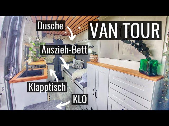 VAN TOUR | Sprinter Camper Ausbau mit Ausziehbett, Außendusche und mega Küche | Roomtour deutsch