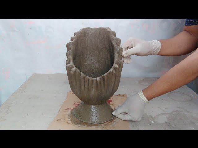 DIY OLD TOWEL AND CEMENT TO MAKE A SIMPLE GIFT POT- CEMENT CRAFT IDEAS