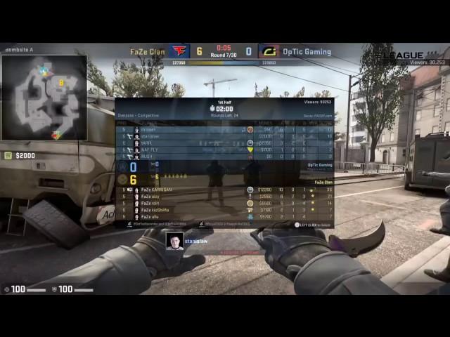 [CSGO VODs] FaZe vs OpTic Map @Overpass | ELEAGUE Major 2017 Offline Qualifier (16.12.2016