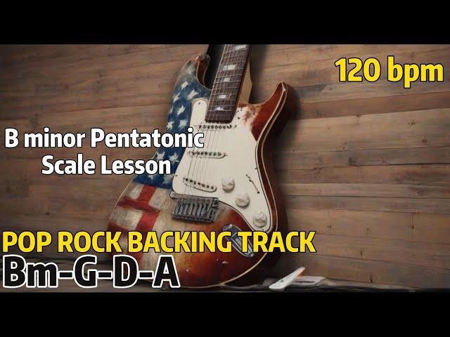 Rock Pop Backing Track in Bm | Jam track | Pentatonic Lesson