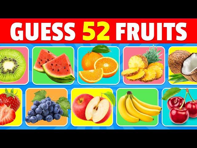 Guess the Fruit in 3 Seconds  | 52 Different Types of Fruit