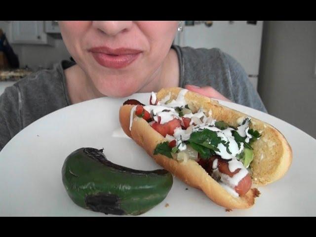 SassEsnacks ASMR: Hot Dog Tijuana | Grilled Jalapeño | Spicy Chips | Mexican Food | Eating Sounds.