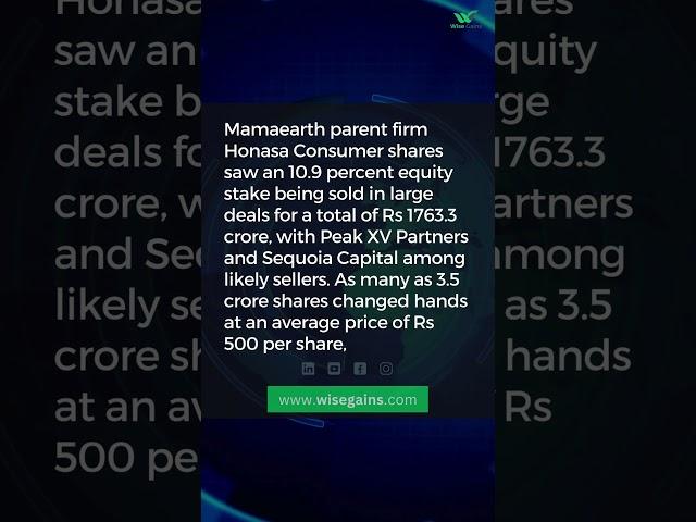 10.9% of Honasa Consumer Changes Hands #HonasaConsumer #BlockDeal #Investment #FinancialNews