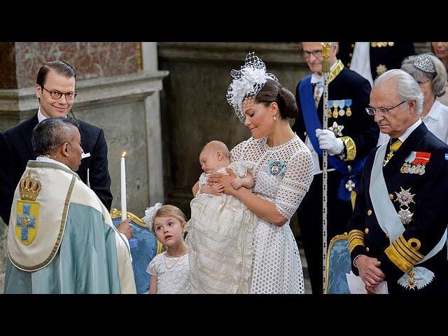 Sweden Prince Oscar christened in heirloom gown