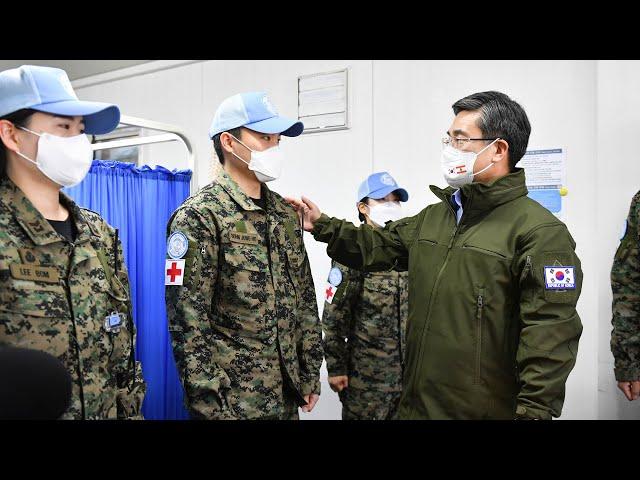 국방장관, 동명부대 찾아 "파병 부대, 엄정 기강·모범 보여야" / 연합뉴스TV (YonhapnewsTV)