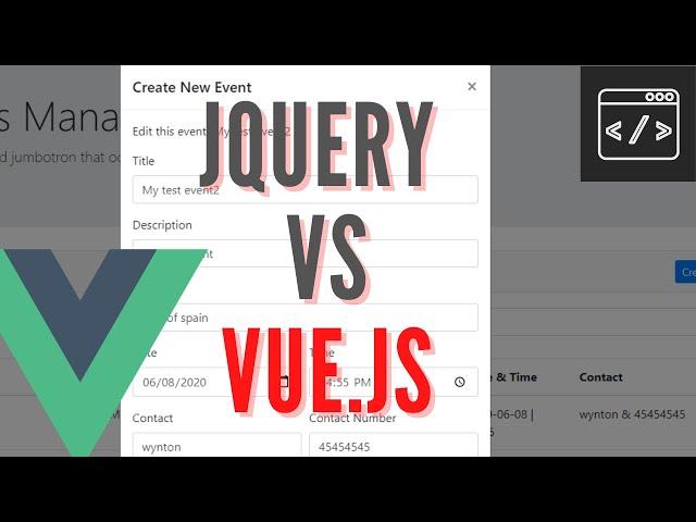 jQuery vs Vue.js (Replacing jquery with vue.js tutorial) and Bootstrap