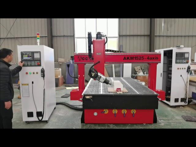 Jinan Acctek 4 axis cnc router machine AKM1525