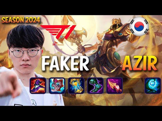 T1 Faker AZIR vs ZED Mid - Patch 14.24 KR Ranked | lolrec