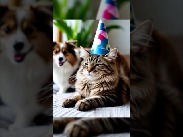 The cat invited his friends to a party. Happy Birthday! #ai #aivideo #shorts #viral #cat #birthday
