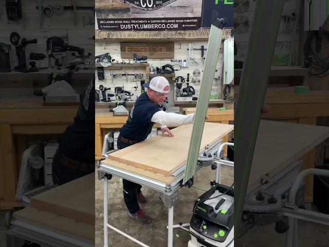 Cutting a table top to length #woodwork #woodworking #maker #tools #tracksaw #festool #wood #bois