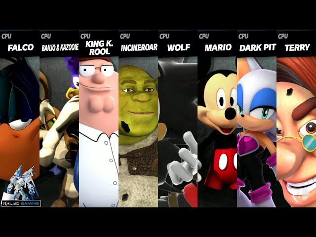 Daffy vs Wile Coyote vs Peter vs Shrek vs Shadow vs Mickey vs Rouge vs Hugh