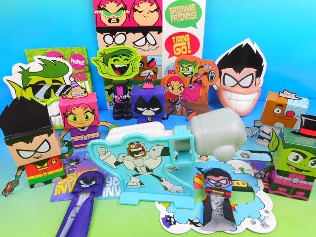 2015 TEEN TITANS GO! SET OF 5 WENDY'S FAST FOOD COLLECTIBLES VIDEO REVIEW