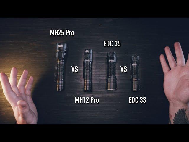 СРАВНЕНИЕ ФОНАРЕЙ NITECORE  EDC33, EDC35, MH12 PRO, MH25 PRO