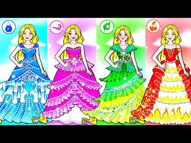 Fire Girl, Water Girl, Air Girl and Earth Girl - Barbie Dress Up Handmade - Barbie Land