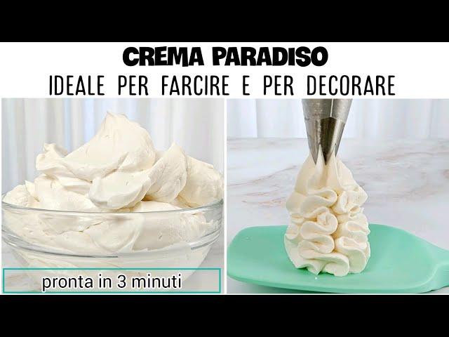 Crema Paradiso, senza cottura, vellutata e compatta, perfetta per farcire e decorare torte.