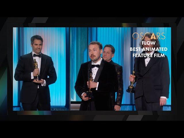 'Flow' Wins Best Animated Feature Film | 97th Oscars Speech (2025)