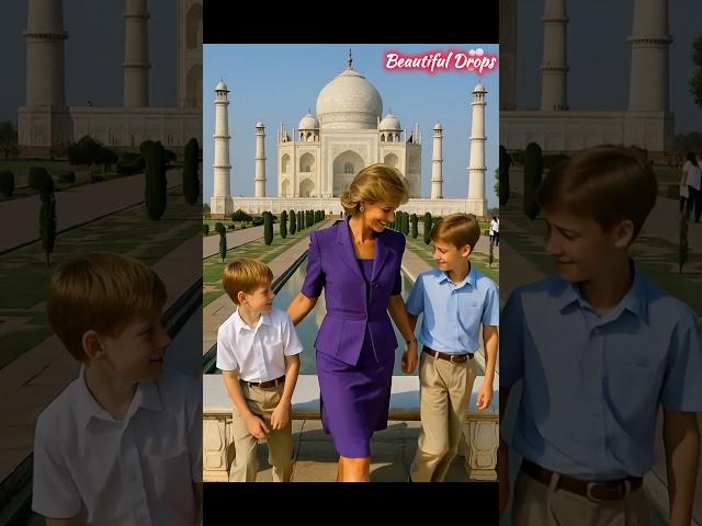 Princess Diana visiting Taj Mahal with Harry and William #princessdiana #princewilliam