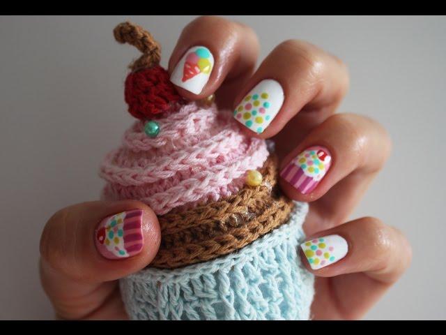 Easy SWEET BAR nail design with Cupcake