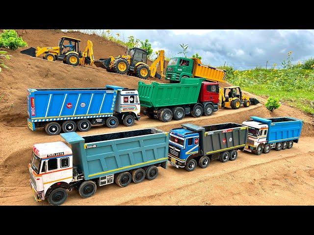 Jcb 3dx backhoe and Tata tipper truck 2518 parking videos | jcb cartoon | dumper gadi #2