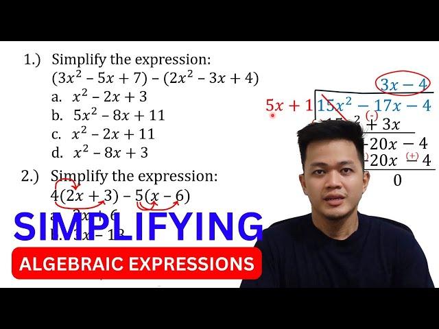 SIMPLIFYING ALGEBRAIC EXPRESSIONS (5 items)