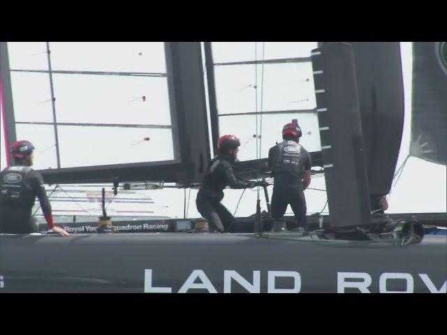 Sir Ben Ainslie lets Kate take helm of his catamaran