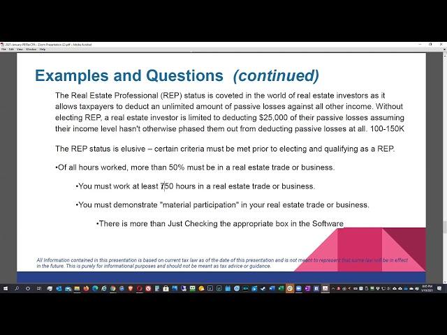 Real Estate Investor Tax Issues with Frank A   REITaxCPA   January 2021 - 4 of 7