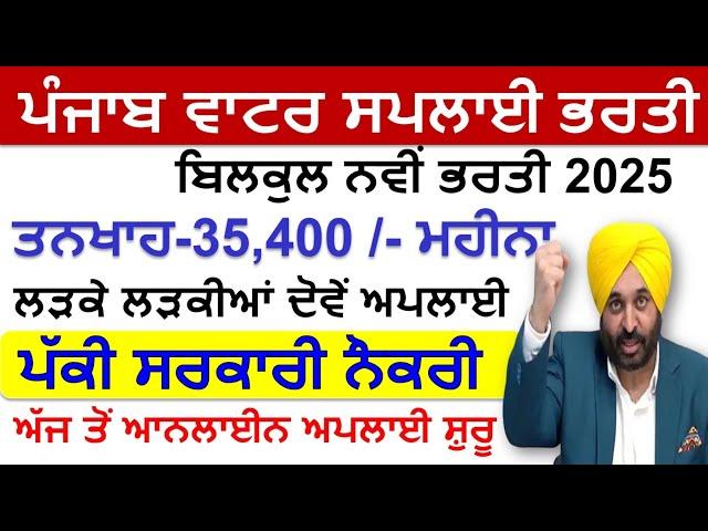 Punjab Water Supply Recruitment 2024|Punjab Govt Recruitment Dec 2024|Punjab Jobs 2024