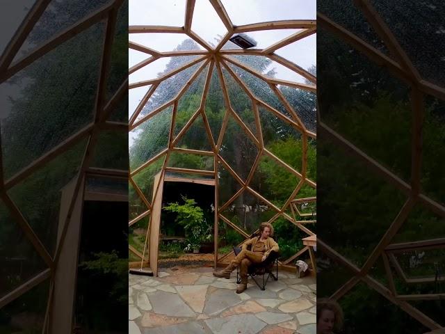 Rainy day vibes in the crystal zome greenhouse