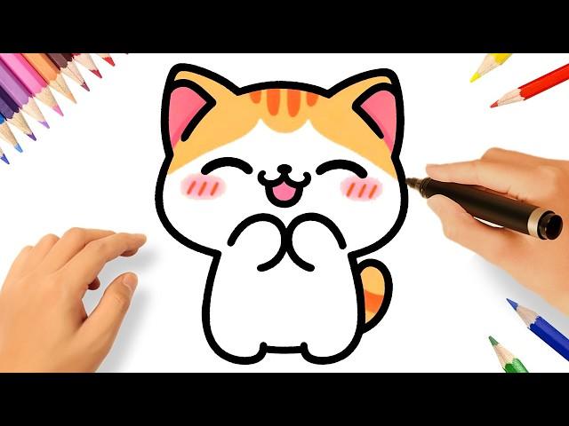 HOW TO DRAW A CUTE KAWAII CAT EASY 