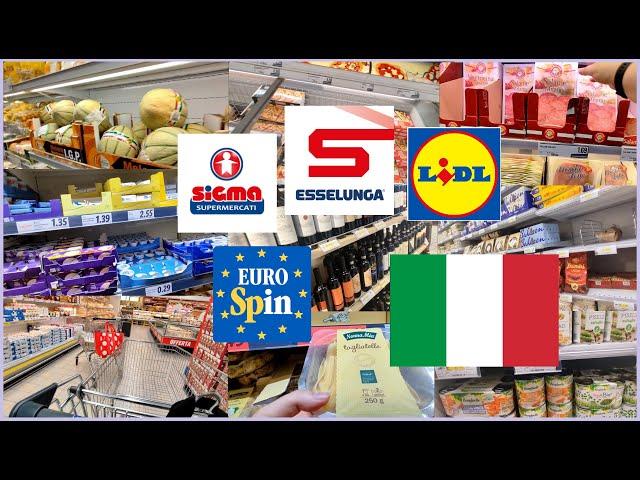  COMPILATION Grocery Shopping in Italy at Esselunga Eurospin Lidl and Sigma with Prices