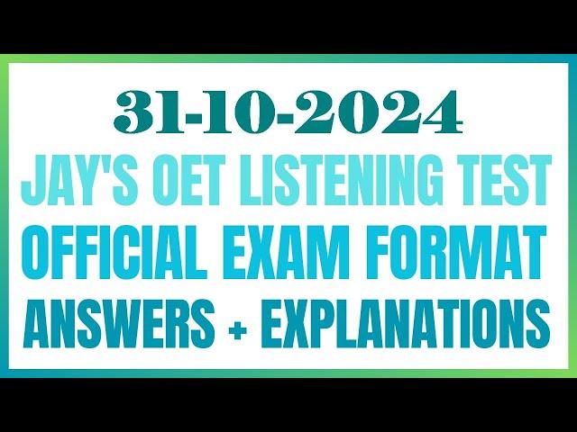 OET LISTENING TEST 31.10.2024 #oet #oetexam #oetnursing #oetlisteningtest