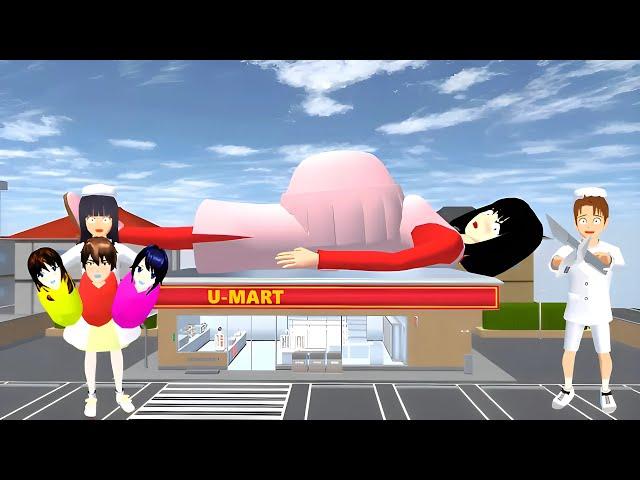 YUTA MIO HELP GIANT TITAN MOMMY GIVING BIRTH AT U - MART - SAKURA SCHOOL SIMULATOR