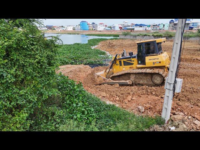 THE BEST.! Technique! Use Dozer SHANTUI DH17c2 Push the ground Fill flooded land And Dump Trucks 5T.