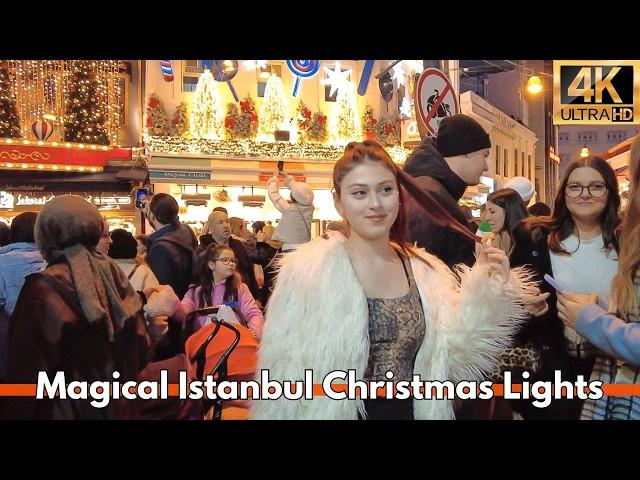 ISTANBUL TURKEY CHRISTMAS LIGHTS 2024 4K WALKING TOUR AROUND KADIKOY MARKET