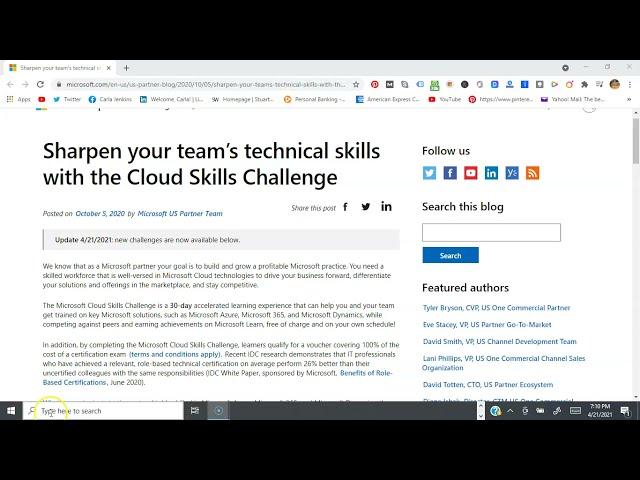 New April 2021 Microsoft Cloud Skills Challenges Available Now