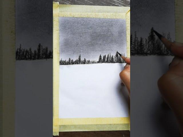 Super easy landscape drawing#pencildrawing #landscapepainting #beginners