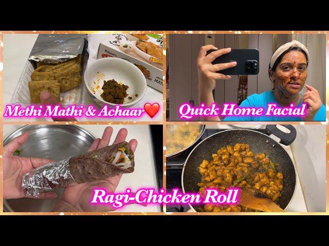 Quick Facial with coffee & banana| Chatpata & Healthy Chicken Roll| Recipe Vlog